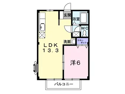 レジデンス藤原(1LDK/2階)の間取り写真