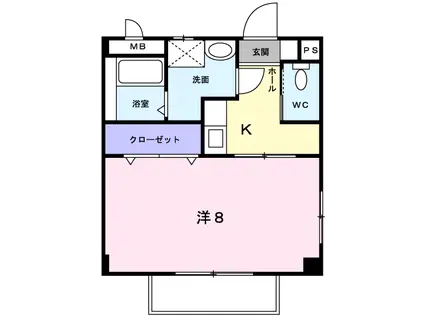 ベルフローラ(1K/2階)の間取り写真