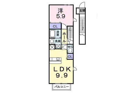 フローラ(1LDK/2階)の間取り写真