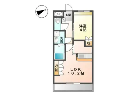 グランドウルス中島(1LDK/1階)の間取り写真