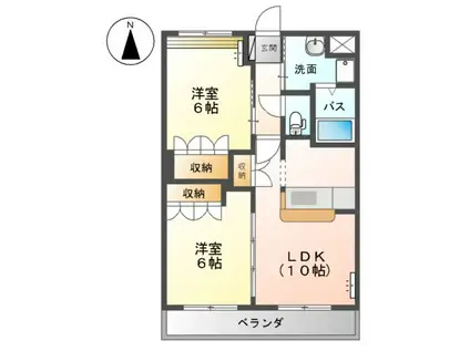 ドルチェ・ヴィータ(2LDK/2階)の間取り写真