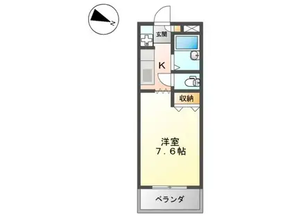 サンルームあじさい(1K/1階)の間取り写真