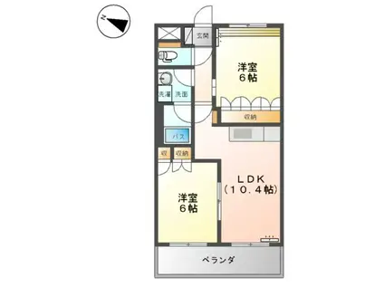 リビュール・エスポアA棟(2LDK/1階)の間取り写真