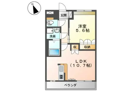 フローラルスクエア(1LDK/2階)の間取り写真