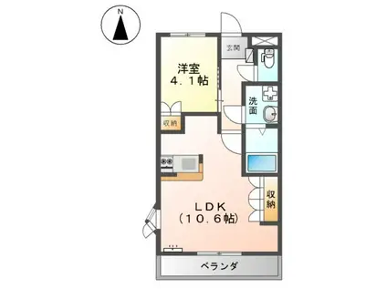 ピアリーパレス(1LDK/2階)の間取り写真