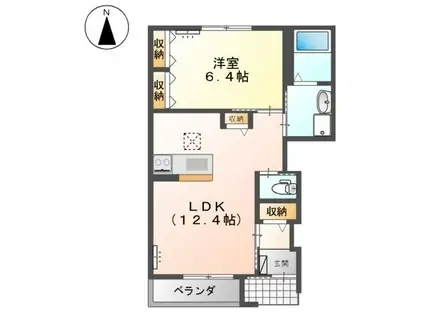 アビターレ(1LDK/1階)の間取り写真