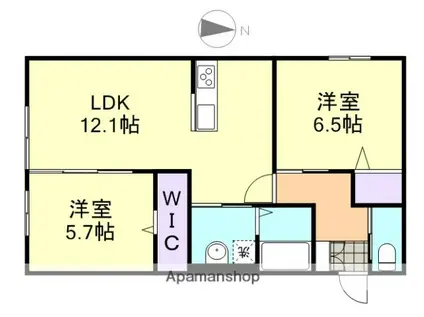 ルーチェⅢ(2LDK/1階)の間取り写真