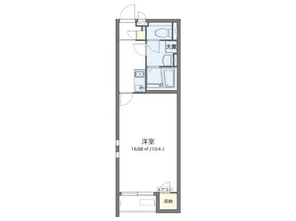 クレイノこもれび(1K/1階)の間取り写真