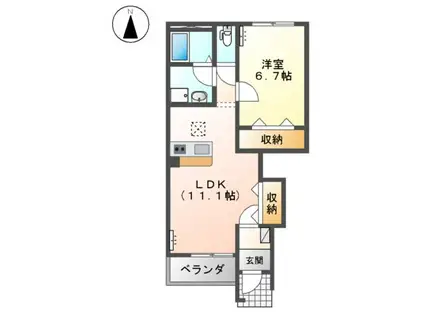 ベル フルール(1LDK/1階)の間取り写真