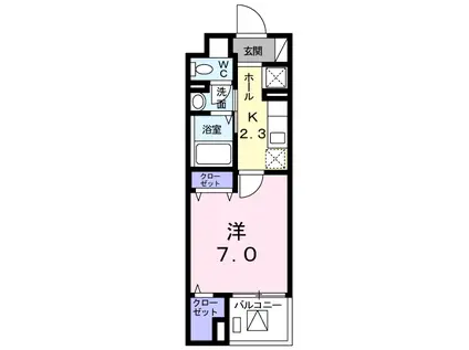 ミライア(1K/2階)の間取り写真