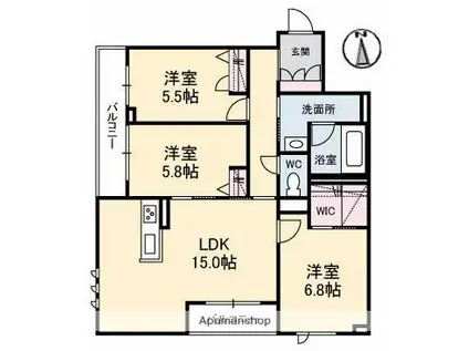 シャイン(3LDK/3階)の間取り写真