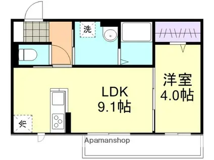 フォルティス四十瀬(1LDK/2階)の間取り写真