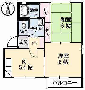 マーガレットハイツ(2DK/2階)の間取り写真