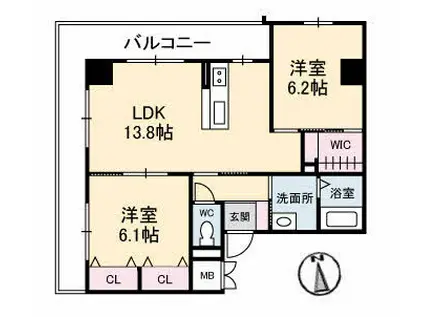 ヴィオーラ中山下(2LDK/7階)の間取り写真
