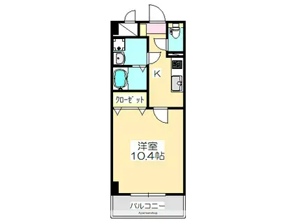 マリベール老松(1K/3階)の間取り写真