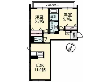 LINO(2LDK/1階)の間取り写真