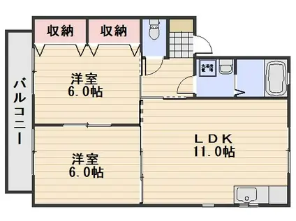 シャンポールながせE(2LDK/2階)の間取り写真