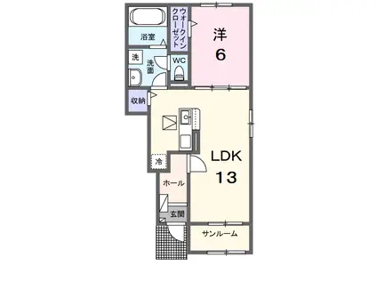 サニースクエアⅡ(1LDK/1階)の間取り写真