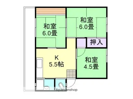 新倉敷マンションC(3K/1階)の間取り写真