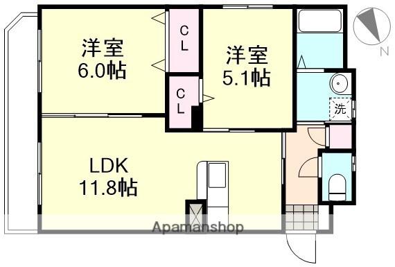 KIARA Ⅰ(2LDK/3階)の間取り写真