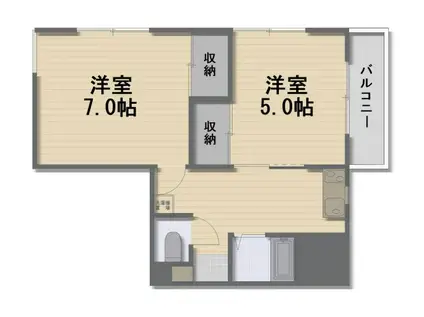 ラジール伊島(2K/4階)の間取り写真