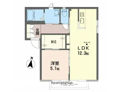 フォーレス21 B棟(1LDK/1階)の間取り写真