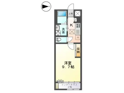 ガーデン(1K/1階)の間取り写真