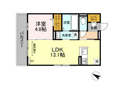 プラティアテトラ(1LDK/3階)の間取り写真