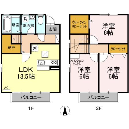 ラ・フォレスタ B棟(3LDK)の間取り写真