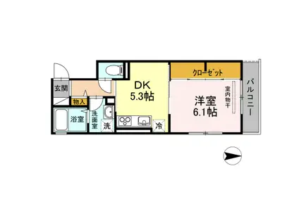 ウィングパレス津島笹が瀬(1DK/3階)の間取り写真