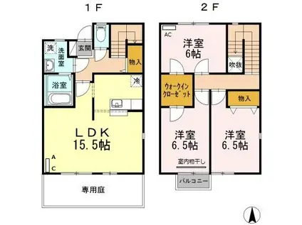 リースランド西市 G棟(3LDK)の間取り写真