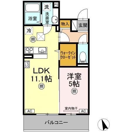 恵比寿Ⅴ(1LDK/1階)の間取り写真
