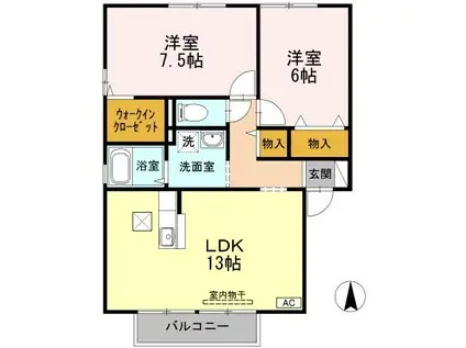 コートタウン西岡B棟(2LDK/1階)の間取り写真