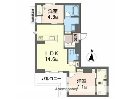 ビィアン アテリア(2LDK/4階)の間取り写真