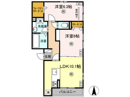 エマーブルMグラン I棟(2LDK/2階)の間取り写真