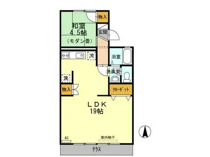 パレーシャル金谷(1LDK/1階)の間取り写真