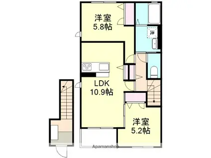 リバーテラスイヴ(2LDK/2階)の間取り写真