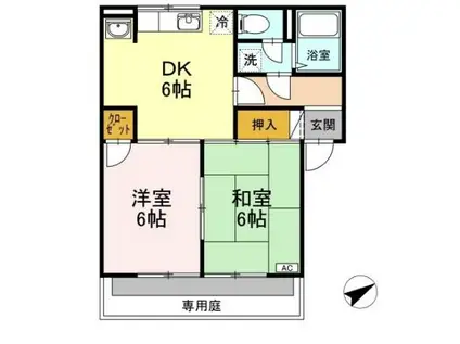 プレジール堀 B棟(2DK/1階)の間取り写真