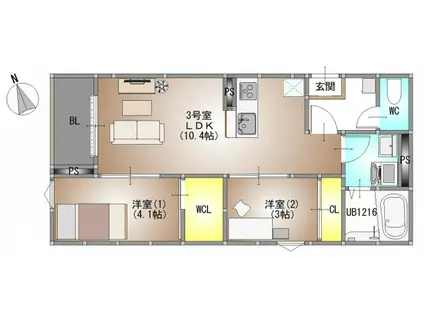 REGALEST 新福(2LDK/3階)の間取り写真