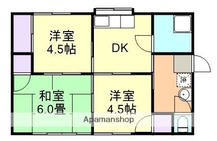 中山アパート 1号(2DK/1階)の間取り写真