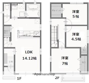 宇野線 早島駅 徒歩9分 2階建 新築(3LDK)の間取り写真