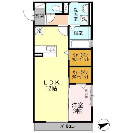ステラⅡ(1LDK/2階)の間取り写真
