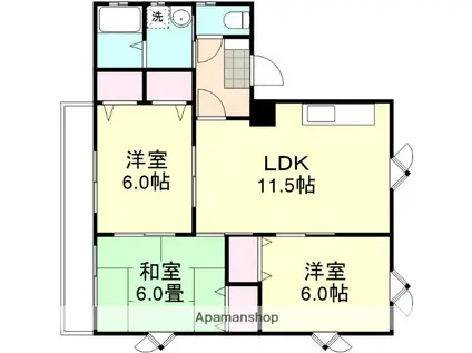 マジェスティガーデンA棟(3LDK/1階)の間取り写真