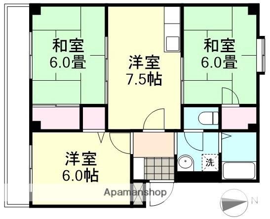 水島臨海鉄道 倉敷市駅 徒歩13分 3階建 築31年(3DK/2階)の間取り写真