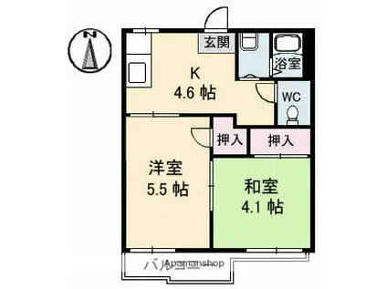 ハイツあかねA棟(2K/2階)の間取り写真