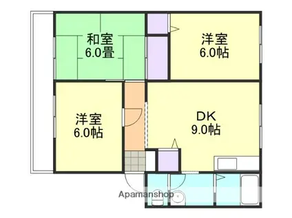 サンライフ中島ⅢE棟(3DK/1階)の間取り写真