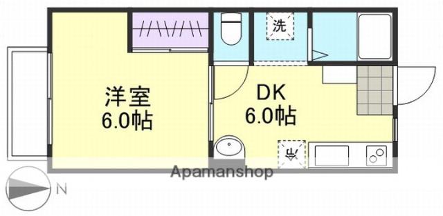 グリーンヒルズK棟(1DK/1階)の間取り写真