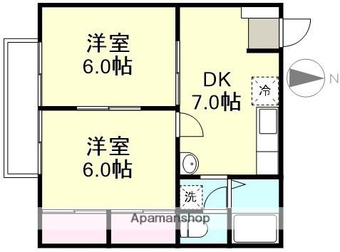 グリーンハイツ西阿知A棟(2DK/2階)の間取り写真