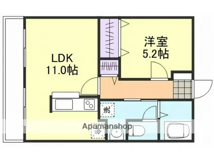 シティハイム吉岡B棟(1LDK/2階)の間取り写真
