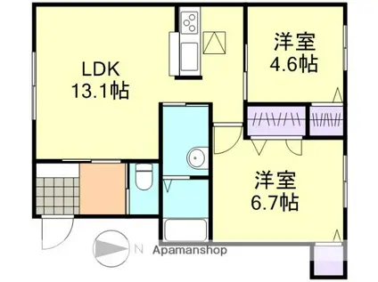ヴァン・パサージュA棟(2LDK/1階)の間取り写真